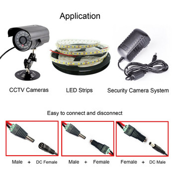 5 ζεύγη DC 12V αρσενικές θηλυκές υποδοχές 2,1*5,5 mm Βύσμα τροφοδοσίας Προσαρμογέας Υποδοχές Υποδοχές Υποδοχή για Φωτογραφική μηχανή CCTV με ταινία LED χρώματος σήματος