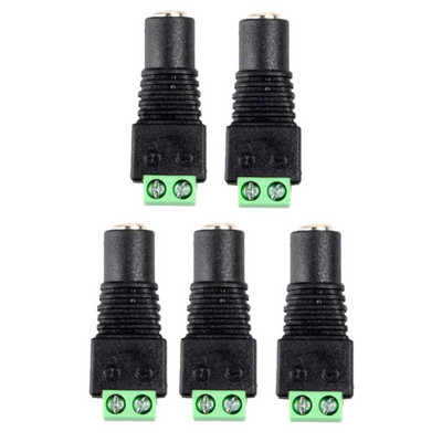 5 pāri līdzstrāvas 12 V vīrišķie savienotāji 2,1 * 5,5 mm strāvas kontaktdakšas adapteris, ligzdas, ligzdas, savienotājs signāla krāsu LED lentes videonovērošanas kamerai
