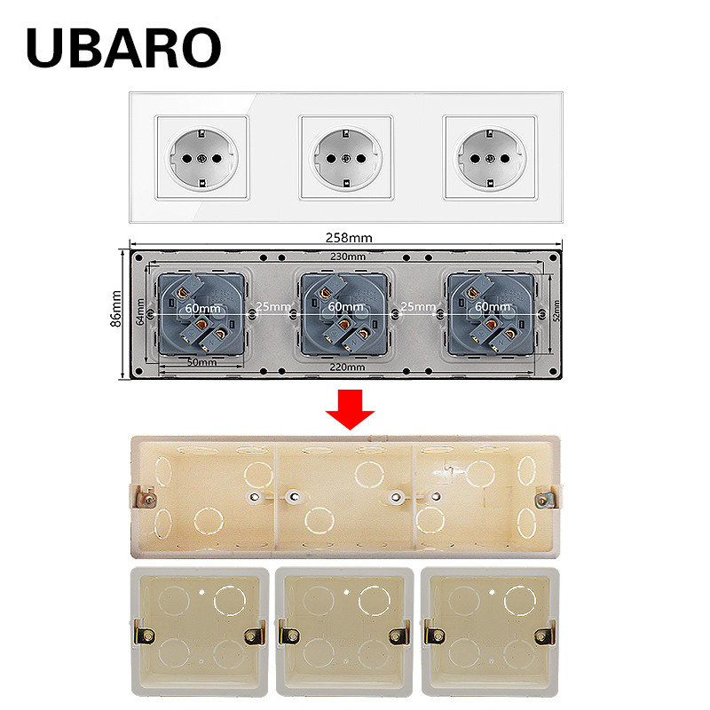255 * 80 * 50 mm ligzda, slēpts apakšējais korpuss PC plastmasas materiāls baltas virsmas izvads un sienas gaismas pieskāriena slēdža sadales kārba