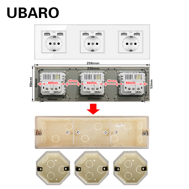 255 * 80 * 50 mm ligzda, slēpts apakšējais korpuss PC plastmasas materiāls baltas virsmas izvads un sienas gaismas pieskāriena slēdža sadales kārba