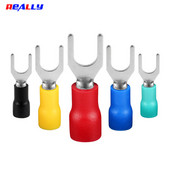 100 gab. SV gofrēšanas spailes lāpstas dakšas savienotājs vads vara gofrētais savienotājs izolēts vada tapas gala spaile SV1.25/2/3.5/5.5