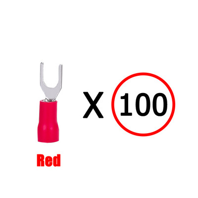 100 gab. SV gofrēšanas spailes lāpstas dakšas savienotājs vads vara gofrētais savienotājs izolēts vada tapas gala spaile SV1.25/2/3.5/5.5