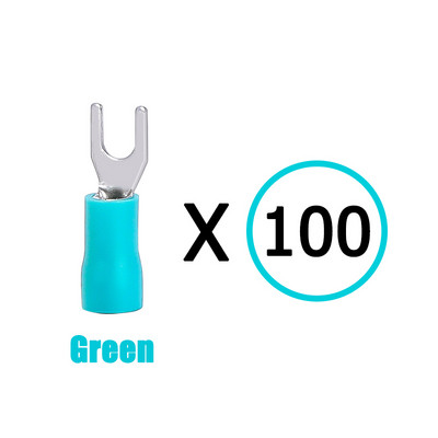 100 gab. SV gofrēšanas spailes lāpstas dakšas savienotājs vads vara gofrētais savienotājs izolēts vada tapas gala spaile SV1.25/2/3.5/5.5