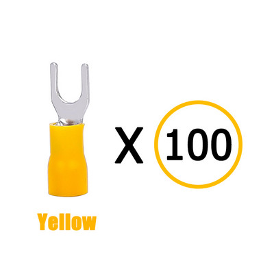 100 gab. SV gofrēšanas spailes lāpstas dakšas savienotājs vads vara gofrētais savienotājs izolēts vada tapas gala spaile SV1.25/2/3.5/5.5