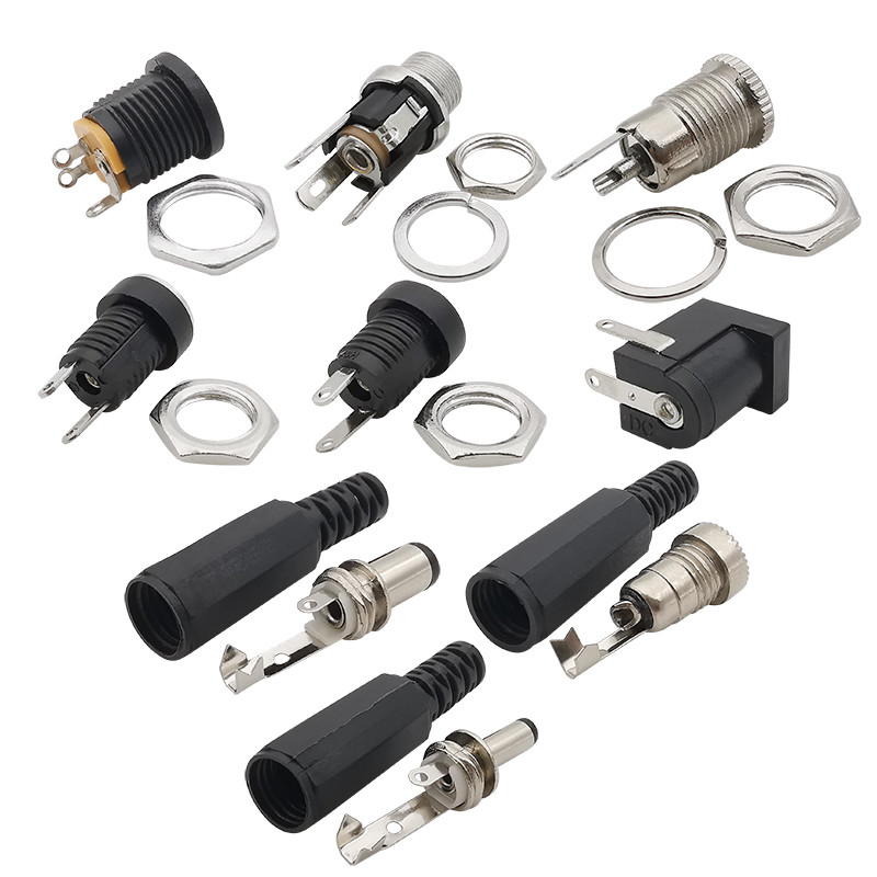 10 vnt nuolatinės srovės jungtys 5,5x2,1 mm 3,5x1,3 mm nuolatinės srovės maitinimo kištukas, vidinis lizdas, lizdas, veržlė, skydelio tvirtinimo nuolatinės srovės maitinimo adapterio jungtis 5,5*2,1