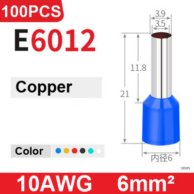 100 tk E0508 E7508 E1008 E1508 E2508 isoleeritud ümbrised Klemmiploki Juhtme otsa juhtme pistik Elektriline pressimine Terminaatori Kriim