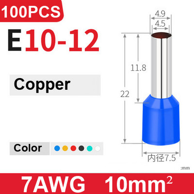 100 tk E0508 E7508 E1008 E1508 E2508 isoleeritud ümbrised Klemmiploki Juhtme otsa juhtme pistik Elektriline pressimine Terminaatori Kriim