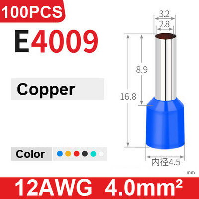 100 tk E0508 E7508 E1008 E1508 E2508 isoleeritud ümbrised Klemmiploki Juhtme otsa juhtme pistik Elektriline pressimine Terminaatori Kriim