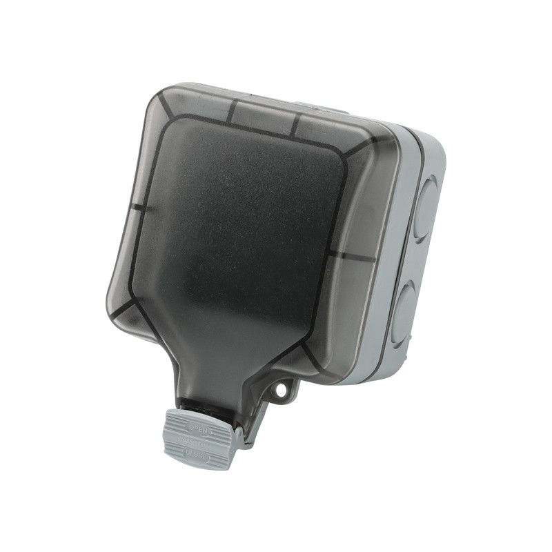 pret laikapstākļiem izturīgs vienas āra komutācijas strāvas kontaktligzdas korpuss, neietverot kontaktligzdas paneli