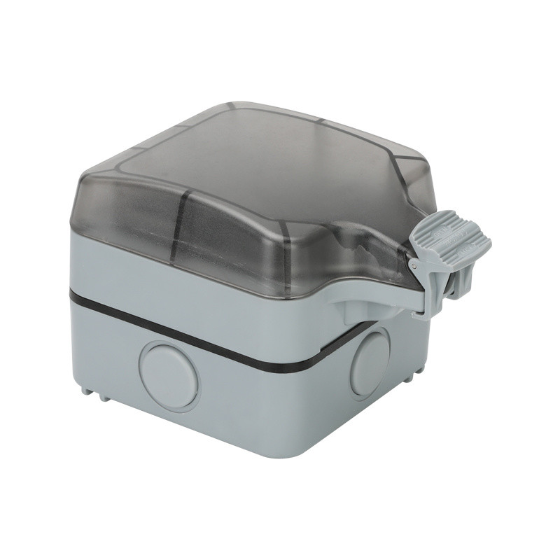 pret laikapstākļiem izturīgs vienas āra komutācijas strāvas kontaktligzdas korpuss, neietverot kontaktligzdas paneli