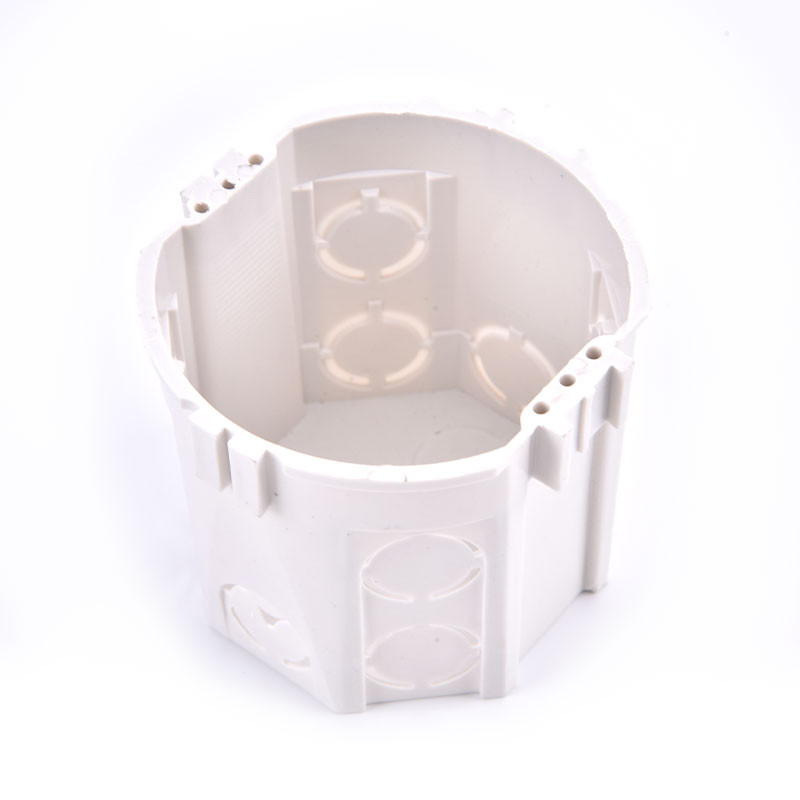 Sienas montāžas baltās kastes iekšējā kasete ES standarta slēdža un kontaktligzdas apaļas bāzes vadu kārbai