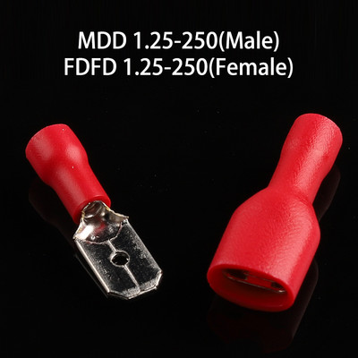 6,3 mm ženski muški PVC konektor Konektor za električno ožičenje Izolirani spojni terminal Spade Plavo Žuto Crveno FDFD MDD2