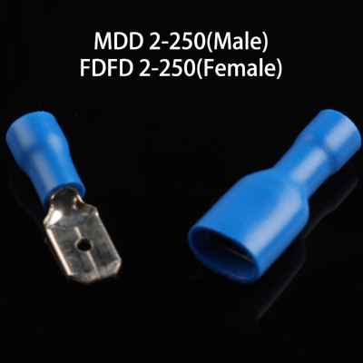 6,3 mm ženski muški PVC konektor Konektor za električno ožičenje Izolirani spojni terminal Spade Plavo Žuto Crveno FDFD MDD2