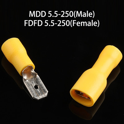 6,3 mm ženski muški PVC konektor Konektor za električno ožičenje Izolirani spojni terminal Spade Plavo Žuto Crveno FDFD MDD2