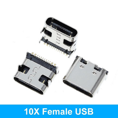 10PCS USB 3.1 Type-C konektor 12 24 pina ženska/muška utičnica utičnica adapter za lemljenje žice i kabela 24 pina podrška PCB ploča