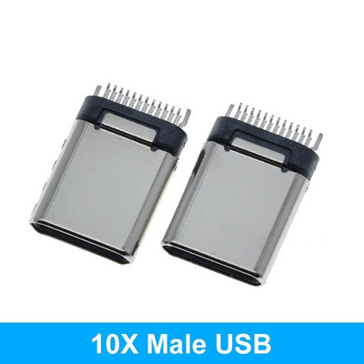 10PCS USB 3.1 Type-C konektor 12 24 pina ženska/muška utičnica utičnica adapter za lemljenje žice i kabela 24 pina podrška PCB ploča