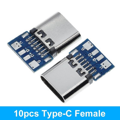 10PCS USB 3.1 Type-C konektor 12 24 pina ženska/muška utičnica utičnica adapter za lemljenje žice i kabela 24 pina podrška PCB ploča