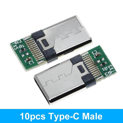 10PCS USB 3.1 Type-C konektor 12 24 pina ženska/muška utičnica utičnica adapter za lemljenje žice i kabela 24 pina podrška PCB ploča