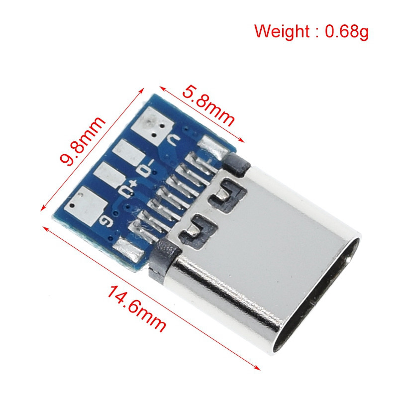 10PCS USB 3.1 Type-C konektor 12 24 pina ženska/muška utičnica utičnica adapter za lemljenje žice i kabela 24 pina podrška PCB ploča