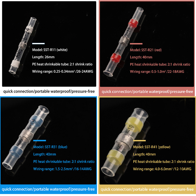 50/100/120/150/250/400 PCS kastē ūdensnecaurlaidīgs lodēšanas blīvējums, uzmavas savienojuma spailes, termiski saraušanās elektrisko vadu sadursmes savienotāji