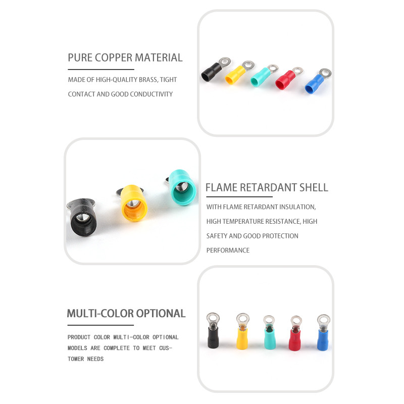 100PCS RV5.5-4 5 6 8 Prstenasti 4-6MM izolirani žičani konektor, električni stezaljki, žica kabela 12-10AWG