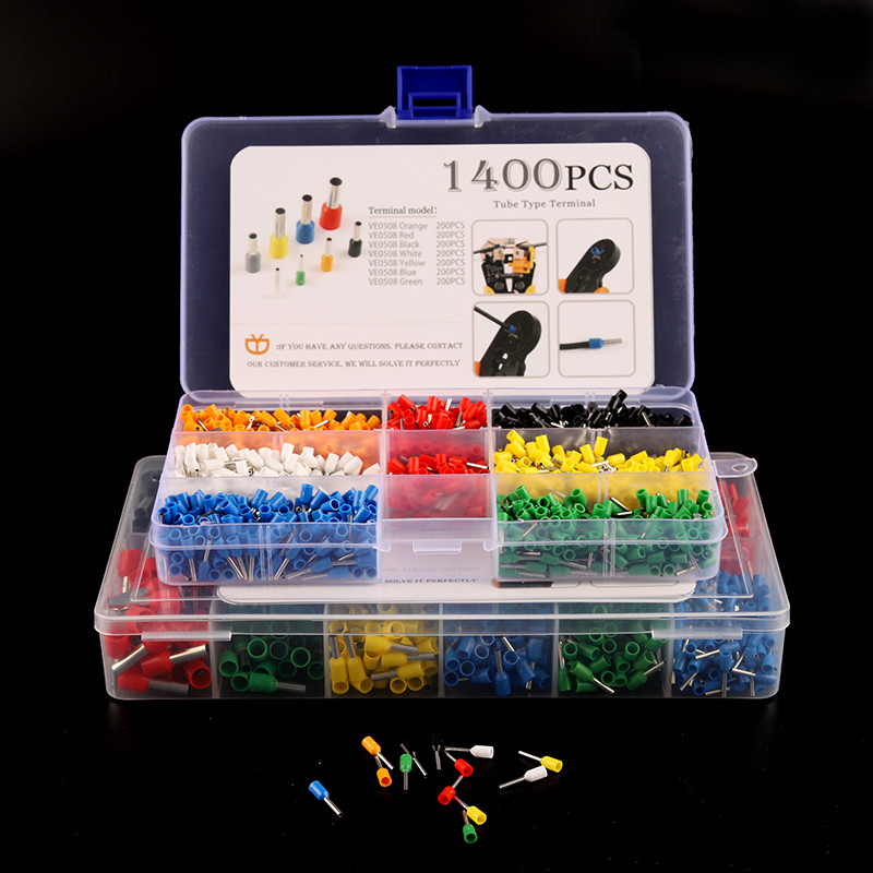 1400PCS kabelske žice konektor električni cijev stezaljke više stilova kutije predizolirani crimping Sleeve terminal odijelo