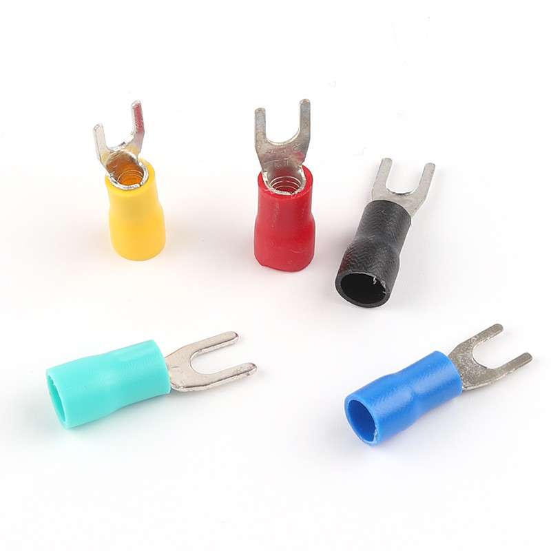 100 komada SV3.5 U obliku vilice izolirane priključne stezaljke za električnu žicu AWG14-12 Savijanje lopataste stezaljke na kraju kabela 2,5-4,0 mm2