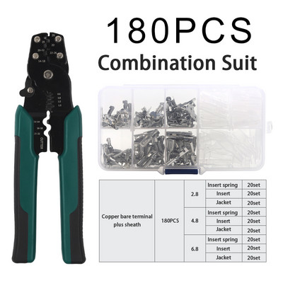 180 GAB kārbas presēšanas terminālis ar knaibles kombināciju 2,8/4,8/6,3 mm savienotāja vīrišķā vīrišķā vadu kabeļa savienošanas spailes uzvalks