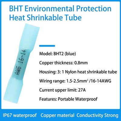 BHT neilona sadures savienojuma universālie spaiļu bloka vadu savienotāja gofrēšanas spailes ūdensnecaurlaidīga izolēta siltuma saraušanās uzmava 16-14AWG