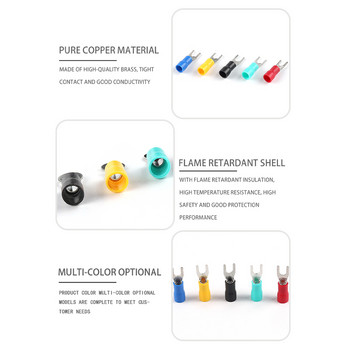 100PCS SV2-3/4/5/6 Insolated Spade Terminal Block Log Crimp Cable Wire Forked End Insulation Terminal 16~14AWG