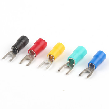 100PCS SV2-3/4/5/6 Insolated Spade Terminal Block Log Crimp Cable Wire Forked End Insulation Terminal 16~14AWG