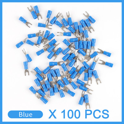 100PCS SV2-3/4/5/6 Izolirani lopaticasti terminalni blok konektor Lug Crimp kabelska žica Račvasti kraj Izolacijski terminal 16~14AWG