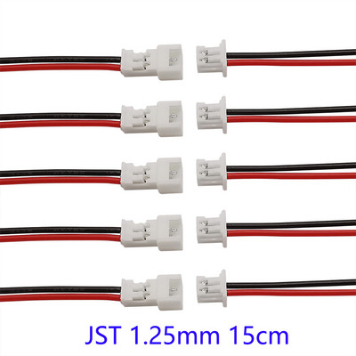 10/5/2 pāri mazi mini JST 1,25 mm PH2,0 XH2,54 2 kontaktu vīrišķā kontaktdakšas ligzdas savienotāja kabelis JST 1,25/2,0/2,54 2P elektroniskais vads