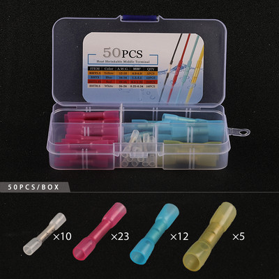 50/100/250 komada upakovanih u kutiju konektora za termoskupljajuće sučeljene žice Komplet za spajanje vodootpornih izoliranih terminala za automobilske žice