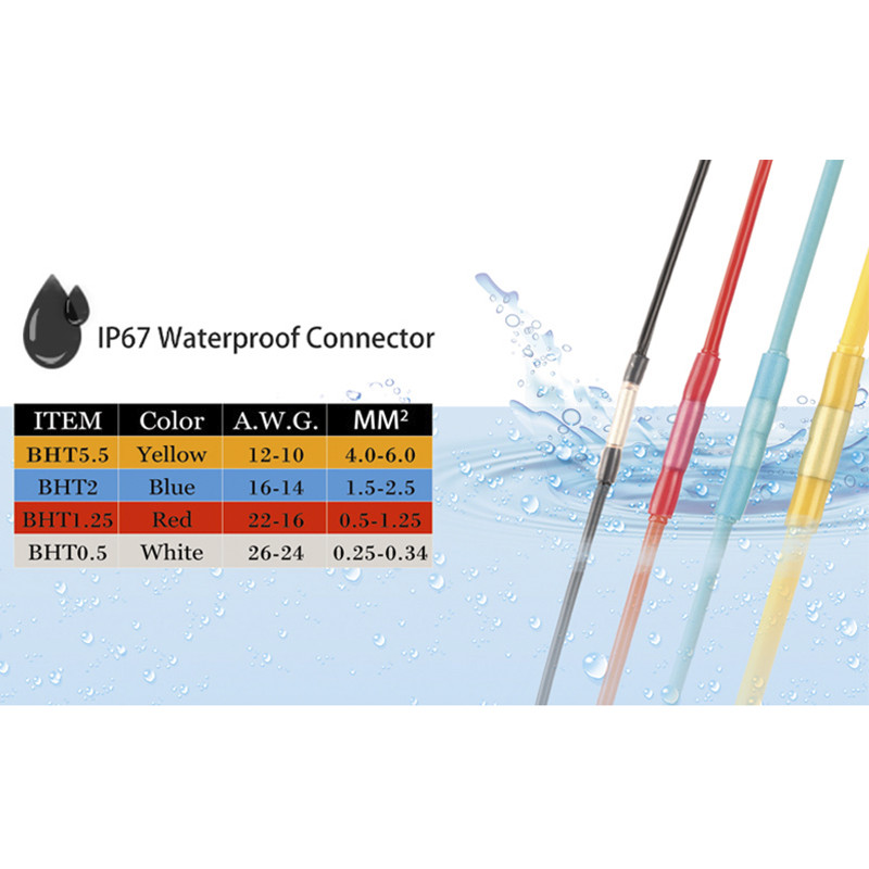 50/100/250 komada upakovanih u kutiju konektora za termoskupljajuće sučeljene žice Komplet za spajanje vodootpornih izoliranih terminala za automobilske žice