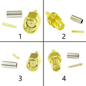 Novi 1-10PCS SMA muški utikač Ženski Jack /RP RF koaksijalni konektor Krimp za LMR100 RG174 RG316 kabel Ravni pozlaćeni adapter