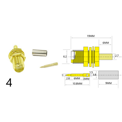Novi 1-10PCS SMA muški utikač Ženski Jack /RP RF koaksijalni konektor Krimp za LMR100 RG174 RG316 kabel Ravni pozlaćeni adapter