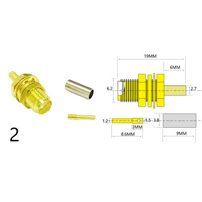 Novi 1-10PCS SMA muški utikač Ženski Jack /RP RF koaksijalni konektor Krimp za LMR100 RG174 RG316 kabel Ravni pozlaćeni adapter