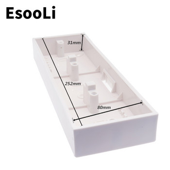 EsooLi външна монтажна кутия 258 мм * 86 мм * 34 мм за 86 тип троен сензорен превключвател или гнездо Прилага се за всяка позиция на повърхността на стената