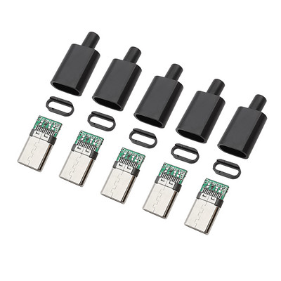 5Pcs TYPE C USB 3.1 24 Pin muški utikač Adapter za zavarivanje konektora s kućištem Type-C utikači za punjenje Dodaci za podatkovne kabele Popravak