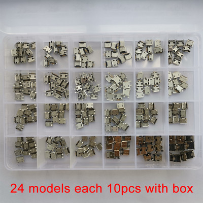 240Pcs/box 24 Models Micro USB Connector Kit Socket Jack USB Connectors Set za MP3/4 Lenovo ZTE Huawei Samsung SONY Xiaomi HTC