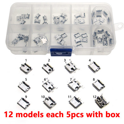 240Pcs/box 24 Models Micro USB Connector Kit Socket Jack USB Connectors Set za MP3/4 Lenovo ZTE Huawei Samsung SONY Xiaomi HTC