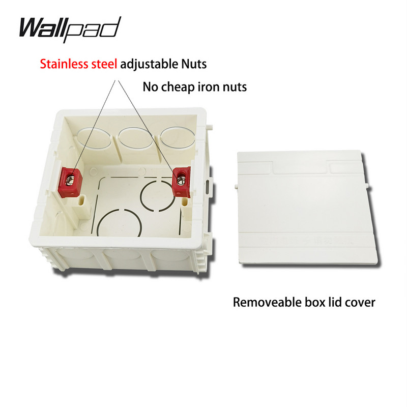 Tapetes montāžas plastmasas kastes korpuss ar vāka vāku sienas slēdža ligzdai 86x86 mm nerūsējošā tērauda skrūvju uzgriežņi