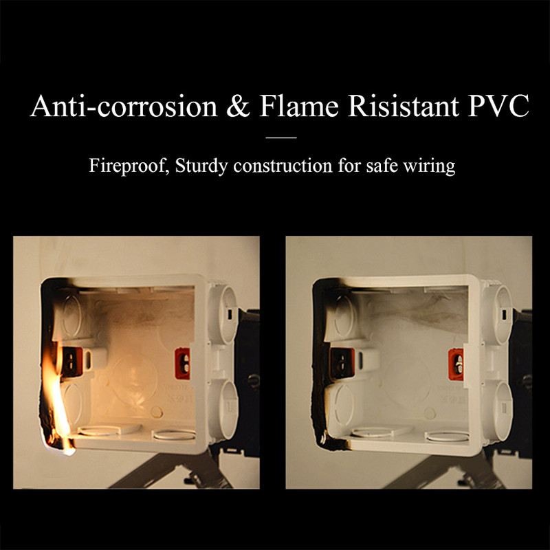 Tapetes montāžas plastmasas kastes korpuss ar vāka vāku sienas slēdža ligzdai 86x86 mm nerūsējošā tērauda skrūvju uzgriežņi