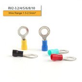 100PCS RV2-3.2 RV2-4 RV2-5 RV2-6 RV2-8 RV2-10 prstenom izolirani terminalni kabel Crimp terminal 1.5-2.5mm2 kabelski žičani konektor