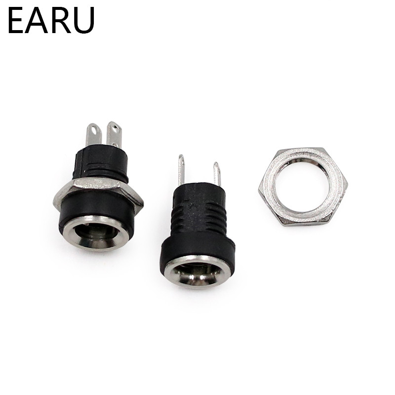 10kom 3A 12v za DC napajanje Jack utičnica ženski konektor za montažu na ploču 5.5 mm 2.1 mm utikač adapter 2 vrste terminala 5.5*2.