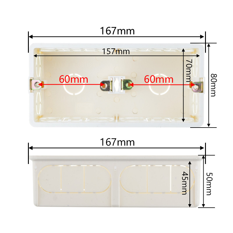 Unutarnja instalacijska kutija Unutarnja razvodna kutija Razvodna kutija Kaseta Tamna kutija za dvostruku utičnicu i prekidač 172mm*86mm