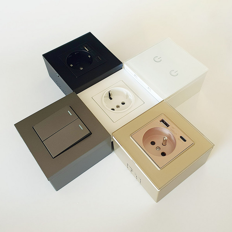 86*86*40mm Premium dobro upakirana razvodna kutija, EU utičnica zidna kutija za vanjsku montažu bijela | Pečenje crno, sivo i zlatno