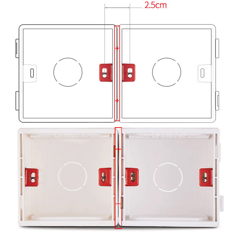 Montažna kutija za zidni prekidač i utičnicu 86*86 mm, zidna kazeta, univerzalna bijela zidna razvodna kutija tipa 86