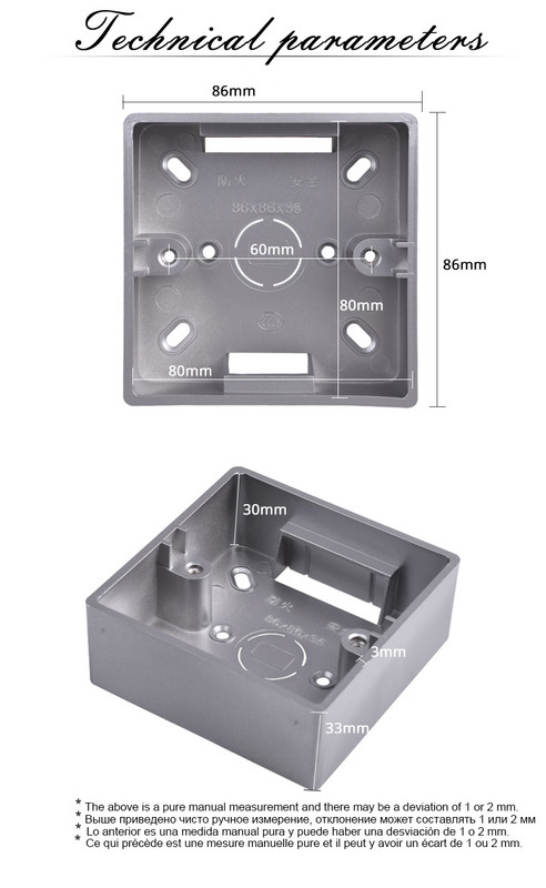 COSWALL 32 mm/40 mm dziļuma ārējā montāžas kārba 86 tipa slēdzim un kontaktligzdai. Piemērot jebkurai pozīcijai ārpus sienas virsmas